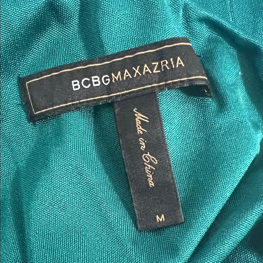 BCBGMaxAzria Teal DRAPE ONE SHOULDER ACETATE JERSEY DRESS - Picture 2 of 10